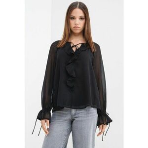 Bluza cu garnituri cu volane - Negru imagine