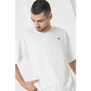Tricou de bumbac cu maneci cazute - Rosu/Alb imagine