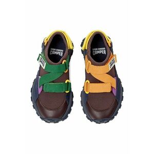 Pantofi sport cu garnituri din piele si velcro - Maro/Bleumarin imagine
