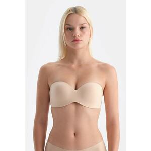 Sutien fara bretele cu model uni - Bej inchis imagine