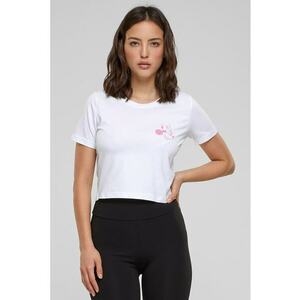 Tricou crop cu Minnie Mouse - Alb imagine