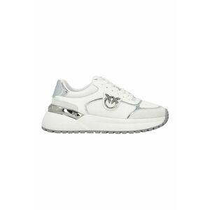 Pantofi sport de plasa cu garnituri de piele intoarsa si piele - Alb/Argintiu imagine