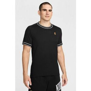 Tricou cu decolteu la baza gatului pentru tenis - Alb/Negru imagine