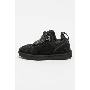 Pantofi sport de piele intoarsa cu garnituri de material textil - Negru imagine