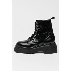 Ghete din piele cu talpa flatform - Negru imagine