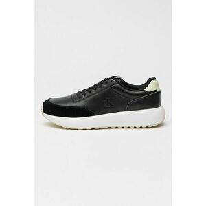 Pantofi sport din piele cu sireturi - Negru/Verde pal imagine