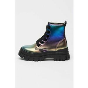 Ghete din piele ecologica cu toc masiv Aspha - Violet/Multicolor imagine