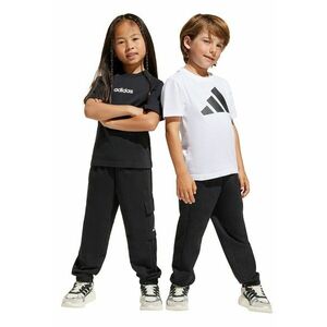 Pantaloni de trening cu snur de ajustare si buzunare - Negru/Alb optic imagine