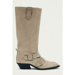 Cizme din piele intoarsa cu toc cuban Ryder - Maro taupe deschis imagine