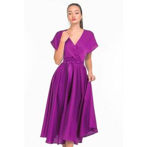 Rochie midi evazata cu aspect satinat imagine