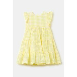 Rochie cu model in carouri si model stratificat - Galben deschis imagine