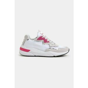 Pantofi sport cu insertii de piele intoarsa - Alb/Roz imagine