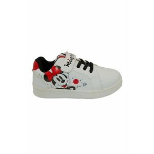 Pantofi sport de piele ecologica cu velcro si imprimeu cu desene - Rosu/Alb/Negru imagine