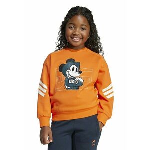 Bluza de trening cu decolteu la baza gatului si imprimeu Mickey Mouse - Portocaliu mandarina/Alb optic imagine