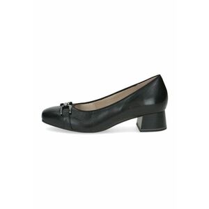 Pantofi din piele cu toc kitten si varf patrat - Negru imagine