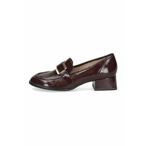Pantofi loafer din piele cu toc bloc - Visiniu imagine