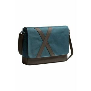 Geanta messenger unisex Nevend Asphalt - Negru/Albastru petrol - 32x41x6 imagine