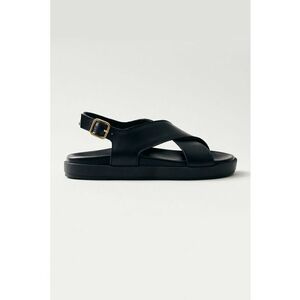 Sandale de piele cu barete incrucisate - Negru imagine