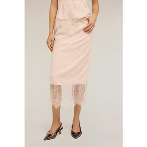 Fusta midi cu strat exterior din dantela - Piersica imagine