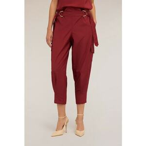 Pantaloni cargo cu talie inalta - Rosu inchis imagine