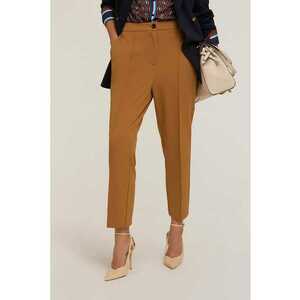 Pantaloni crop cu croiala conica si detalii cu pensa - Maro deschis imagine
