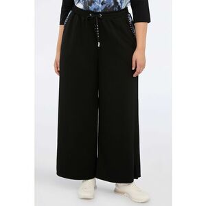 Pantaloni cu croiala ampla si talie ajustabila - Negru/Albastru deschis imagine