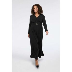 Rochie maxi cu pliuri - Negru imagine