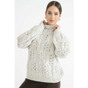 Pulover lejer tricotat cu aspect perforat - Auriu/Alb murdar imagine