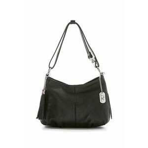 Geanta de piele cu bareta de umar si canafi Mia - Negru imagine