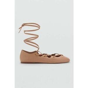Balerini din piele cu barete incrucisate - Caramel imagine