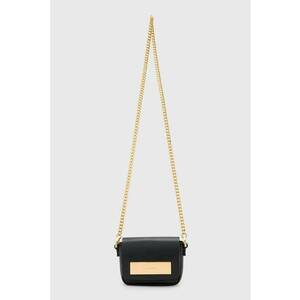 Geanta crossbody de piele cu bareta lant - Negru imagine