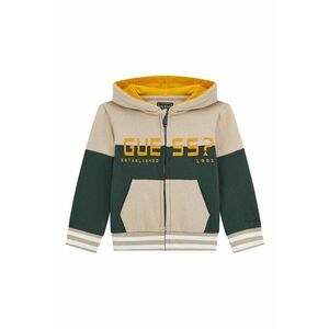 Hanorac cu fermoar si broderie logo - Bej/Verde aquamarin imagine