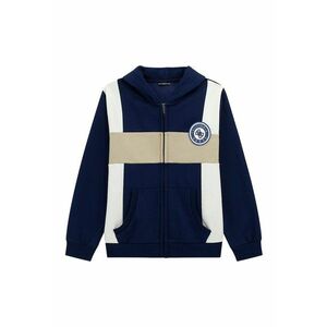 Hanorac cu fermoar si model colorblock - Alb murdar/Bej deschis/Bleumarin imagine