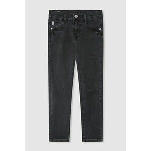 Blugi slim fit cu aspect deteriorat - Negru imagine