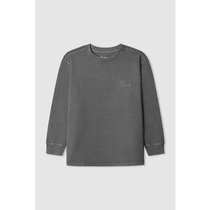 Bluza de bumbac cu decolteu la baza gatului - Gri antracit imagine