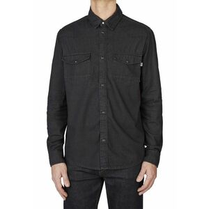 Camasa de denim cu buzunare pe piept - Negru stins imagine