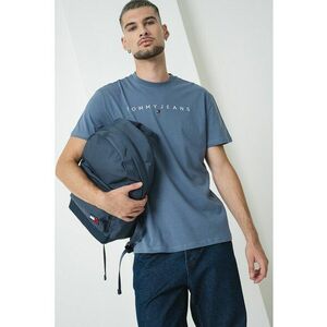 Tricou de bumbac cu logo brodat - Albastru prafuit imagine