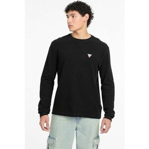 Bluza cu decolteu la baza gatului si aplicatie logo - Negru imagine
