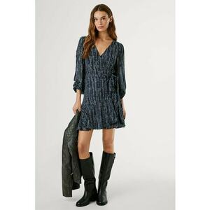 Rochie mini cu croiala petrecuta - Alb/Albastru lavanda/Bleumarin imagine