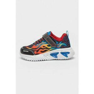 Pantofi sport cu velcro si design grafic - Rosu/Negru/Portocaliu imagine