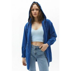 Jacheta cu gluga si snur in talie - Albastru royal imagine