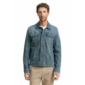 Jacheta din denim cu model uni si buzunare pe piept - Albastru prafuit imagine