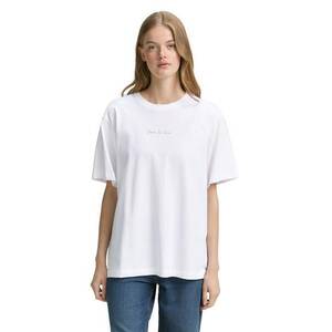 Tricou din bumbac cu design si logo pe partea din spate - Alb/Bej imagine