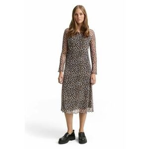 Rochie midi cu animal print - Negru/Bej imagine
