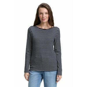 Bluza din amestec de bumbac organic cu dungi - Alb/Bleumarin imagine
