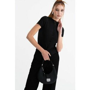 Bluza slim fit cu striatii si maneci scurte - Negru imagine