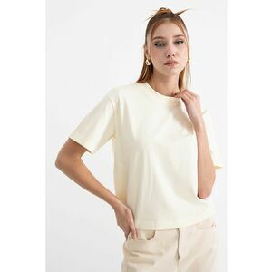 Tricou uni din bumbac organic - Galben deschis imagine