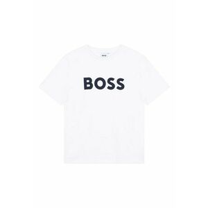 Tricou din bumbac cu imprimeu logo contrastant - Alb imagine