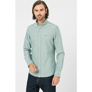 Camasa slim fit din bumbac - Verde melange imagine