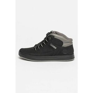 Pantofi sport mid-cut de piele nabuc Davis - Negru/Gri inchis imagine
